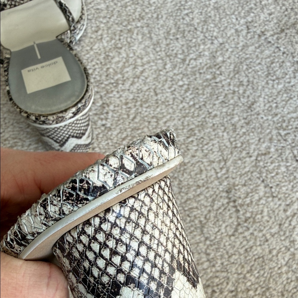 Dolce Vita Black and White Snake Print Heels - Picture 5 of 6